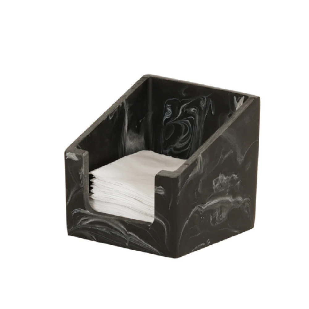 Cal-Mil 3309-124 6.25 Inch Napkin Holder with White Marble Resin Finish