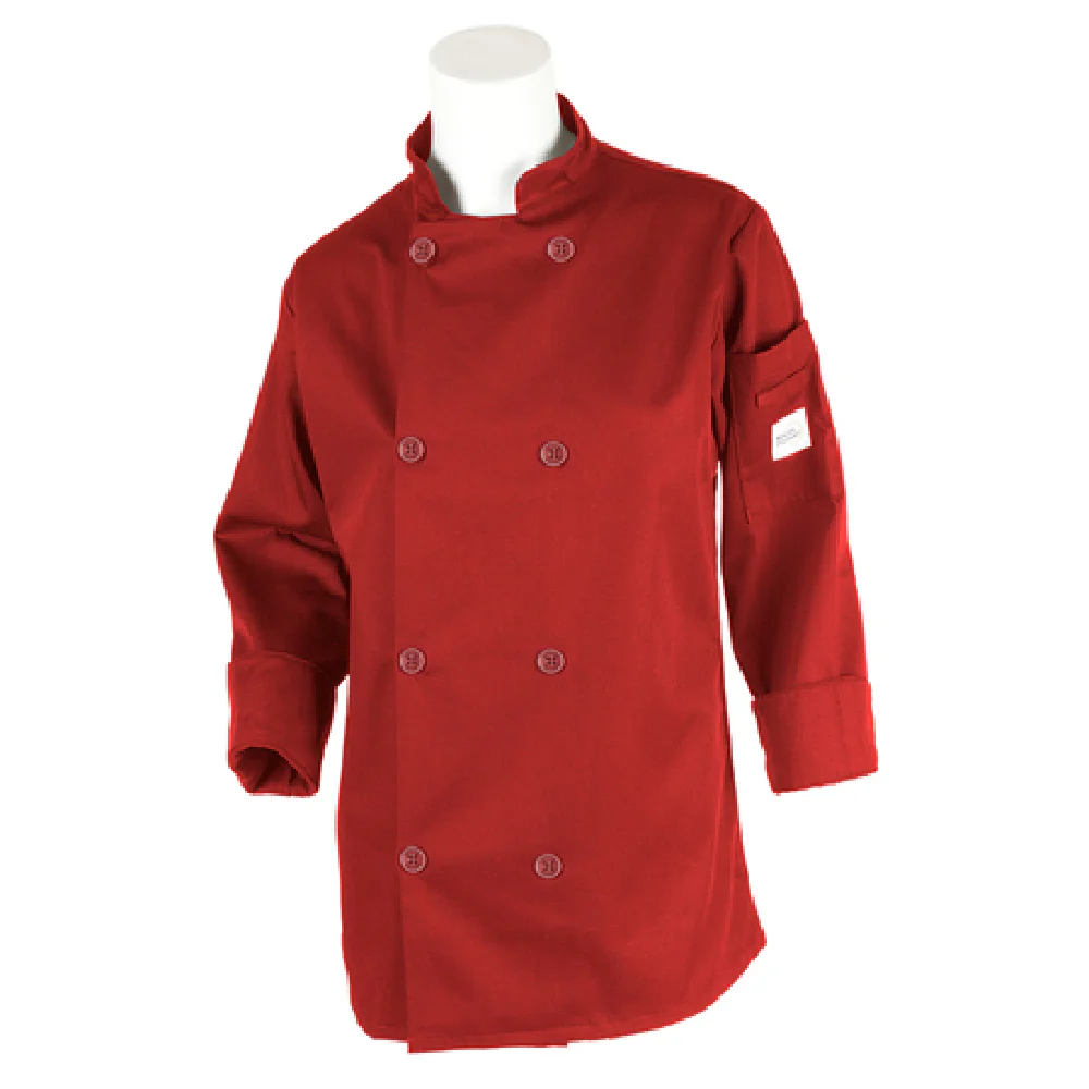 Mercer Culinary M60020RD3X 3XL Women's Chef Jacket Red Long Sleeve with Shoulder Pocket Mercer Culinary M60020RD3X 3XL Women's Chef Jacket Red Long Sleeve with Shoulder Pocket