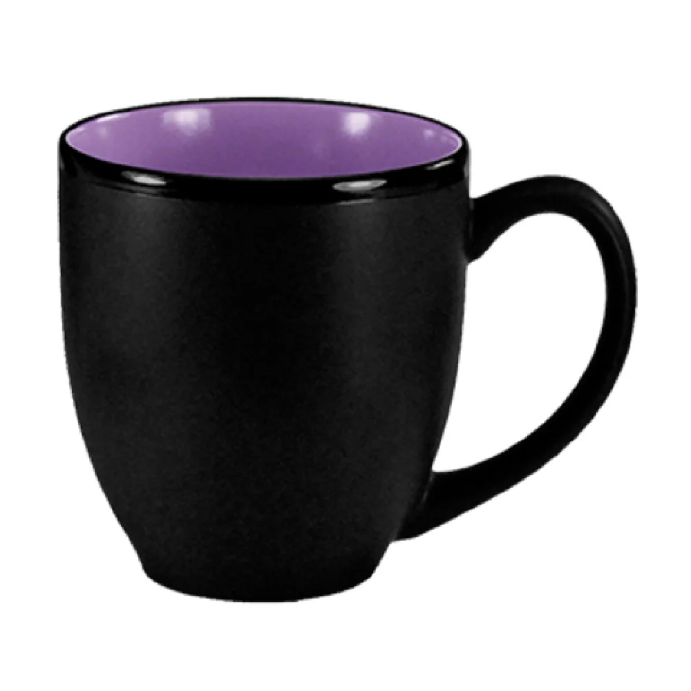 International Tableware 81376-2583/05MF-05C 15 Oz Bistro Cup With Handle Black Matte Purple Interior