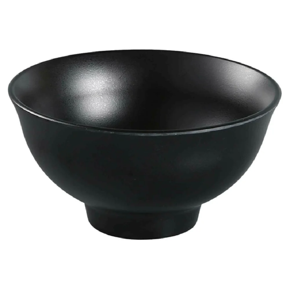 Yanco BP-3004 7 Oz Black Pearl Rice Bowl Round Asian Style Melamine 4-1/2 Inch
