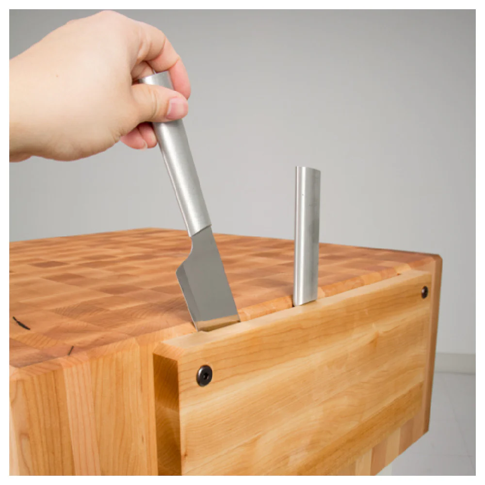 John Boos PCA4 30 Inch Butcher Block 10 Inch Thick with Knife Holder Northern Hard Rock Maple Oil Finish John Boos PCA4 30 Inch Butcher Block 10 Inch Thick with Knife Holder Northern Hard Rock Maple Oil Finish
