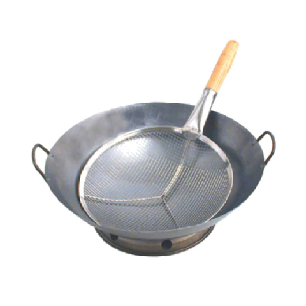 Town 42411/DZ 11 Inch Reinforced Stainless Steel Mesh Cantonese Strainer with Wood Handle