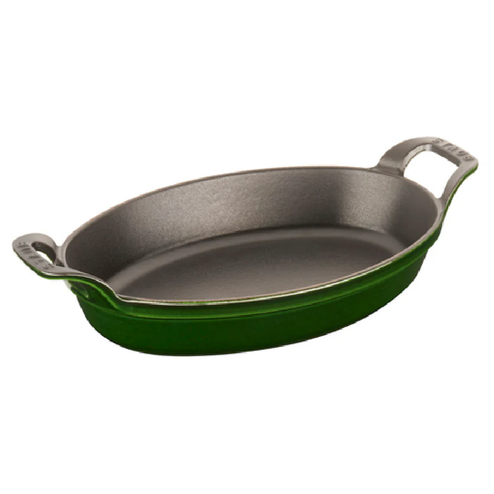 Zwilling 41302385 1 Quart Oval Gratin Baking Dish with Handles Enameled Cast Iron Basil