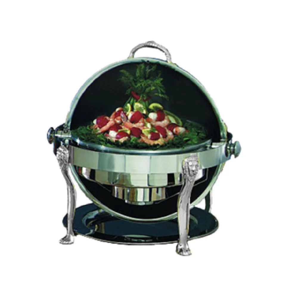 Bon Chef 18000G 2 Gallon Stainless Steel Round Chafer Dripless with Gold Lion Legs Bon Chef 18000G 2 Gallon Stainless Steel Round Chafer Dripless with Gold Lion Legs