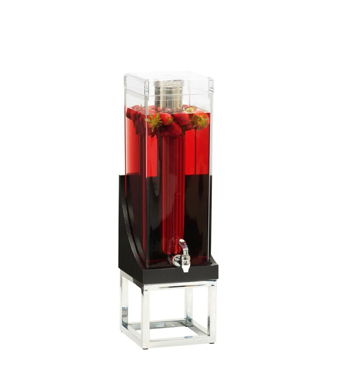 Cal Mil 3804-3-87 3 Gallon Beverage Dispenser with Ice Chamber Acrylic Oak Wood Dark Ash Gray