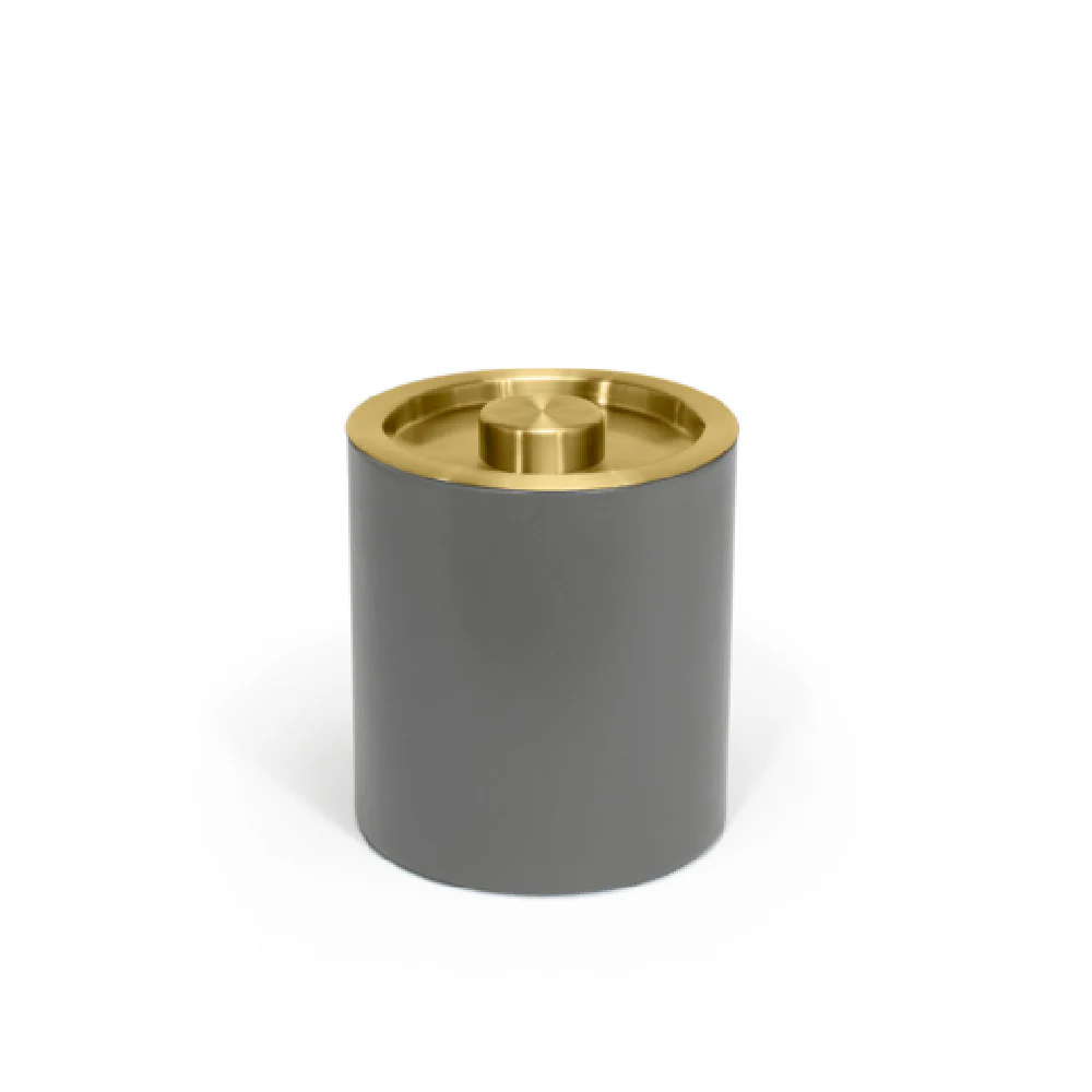 FOH RIB062GYL21 2qt Round London Ice Bucket Smoke With Matte Brass Lid Includes One RIB014GYL21-BTM 2qt Round London Ice Bucket Base Smoke FOH RIB062GYL21 2qt Round London Ice Bucket Smoke With Matte Brass Lid Includes One RIB014GYL21-BTM 2qt Round London Ice Bucket Base Smoke