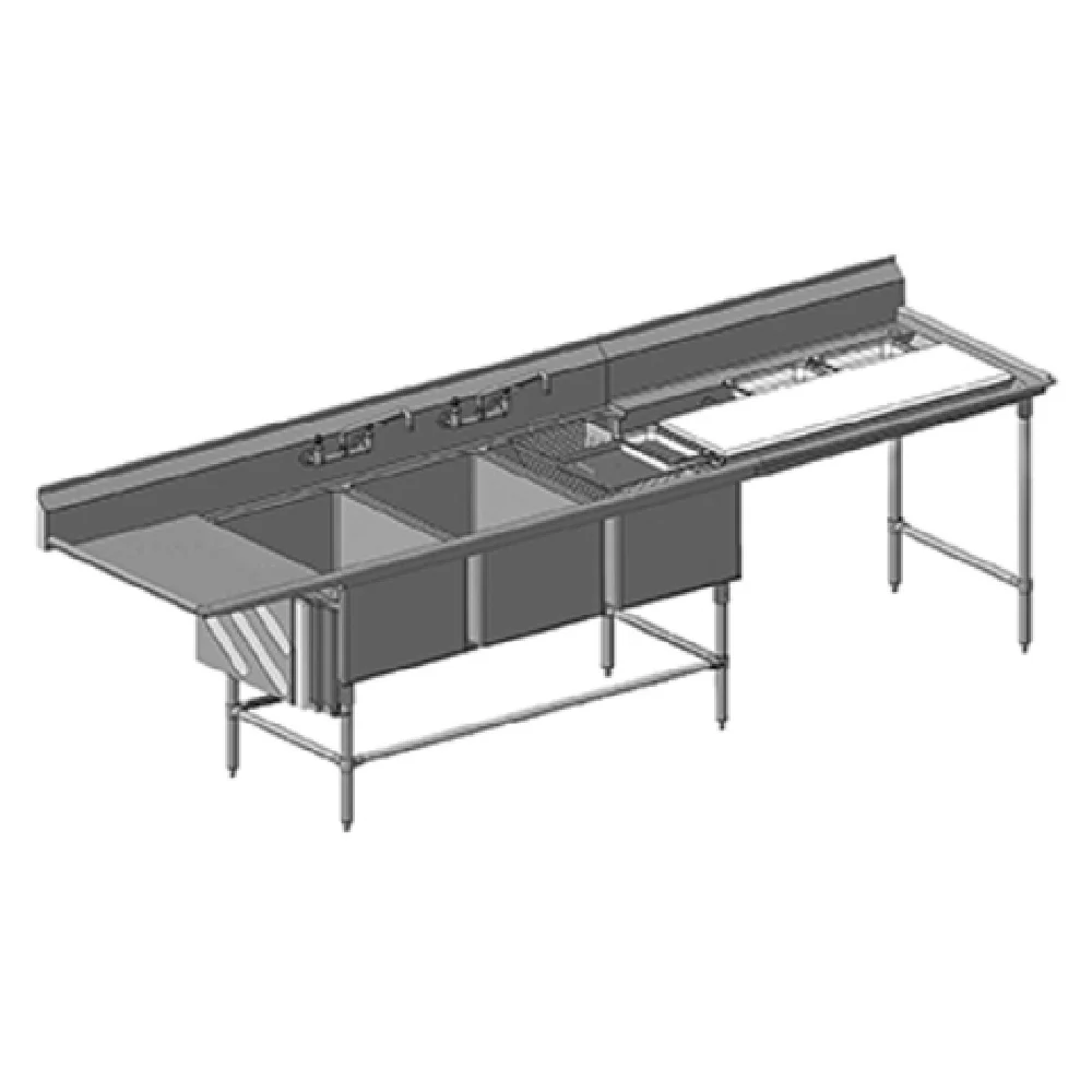 Eagle FNP2860-3-18R-48TL 28 Inch Three Compartment Sink 14 Gauge Stainless Steel with Coved Corners Eagle FNP2860-3-18R-48TL 28 Inch Three Compartment Sink 14 Gauge Stainless Steel with Coved Corners