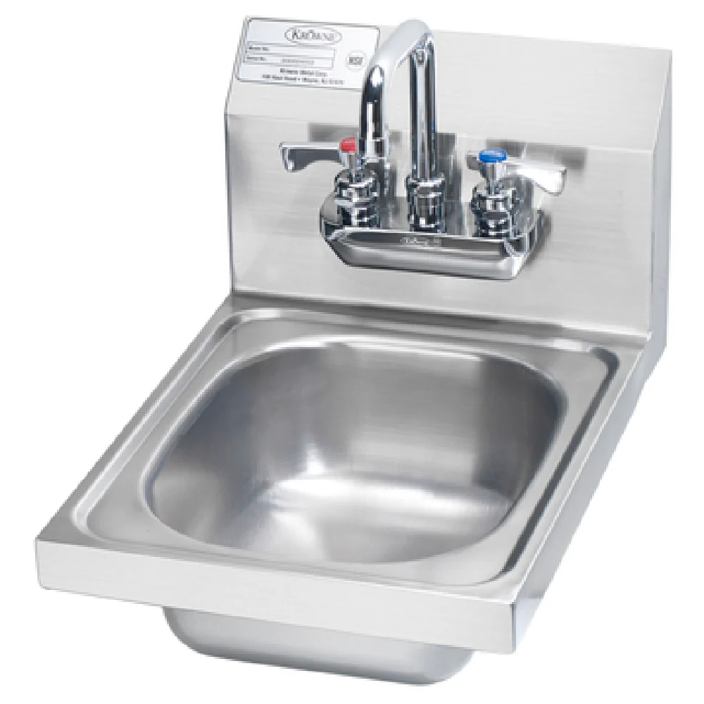 Krowne HS-21 12 Inch Space Saver Wall Mounted Hand Sink Stainless Steel with Faucet