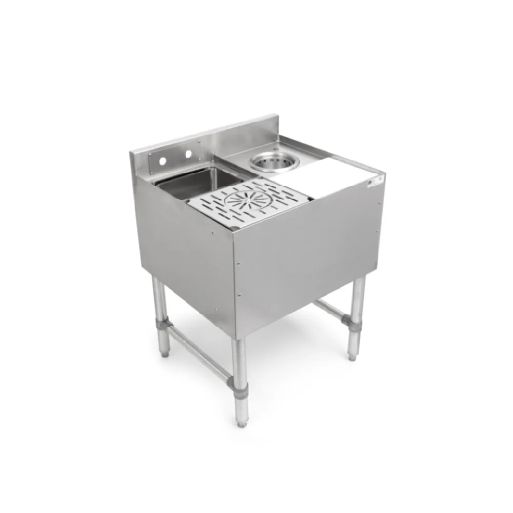 John Boos UBMS-2124-X 24 Inch Underbar Dump Sink Freestanding Stainless Steel with Push-Down Rinser John Boos UBMS-2124-X 24 Inch Underbar Dump Sink Freestanding Stainless Steel with Push-Down Rinser