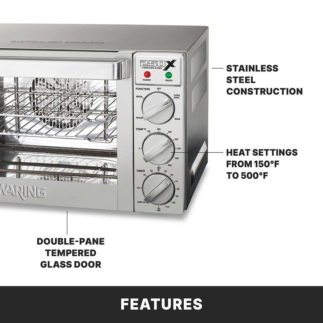 Waring WCO250XKSDI 21 Inch Electric Convection Oven Countertop with Racks Waring WCO250XKSDI 21 Inch Electric Convection Oven Countertop with Racks