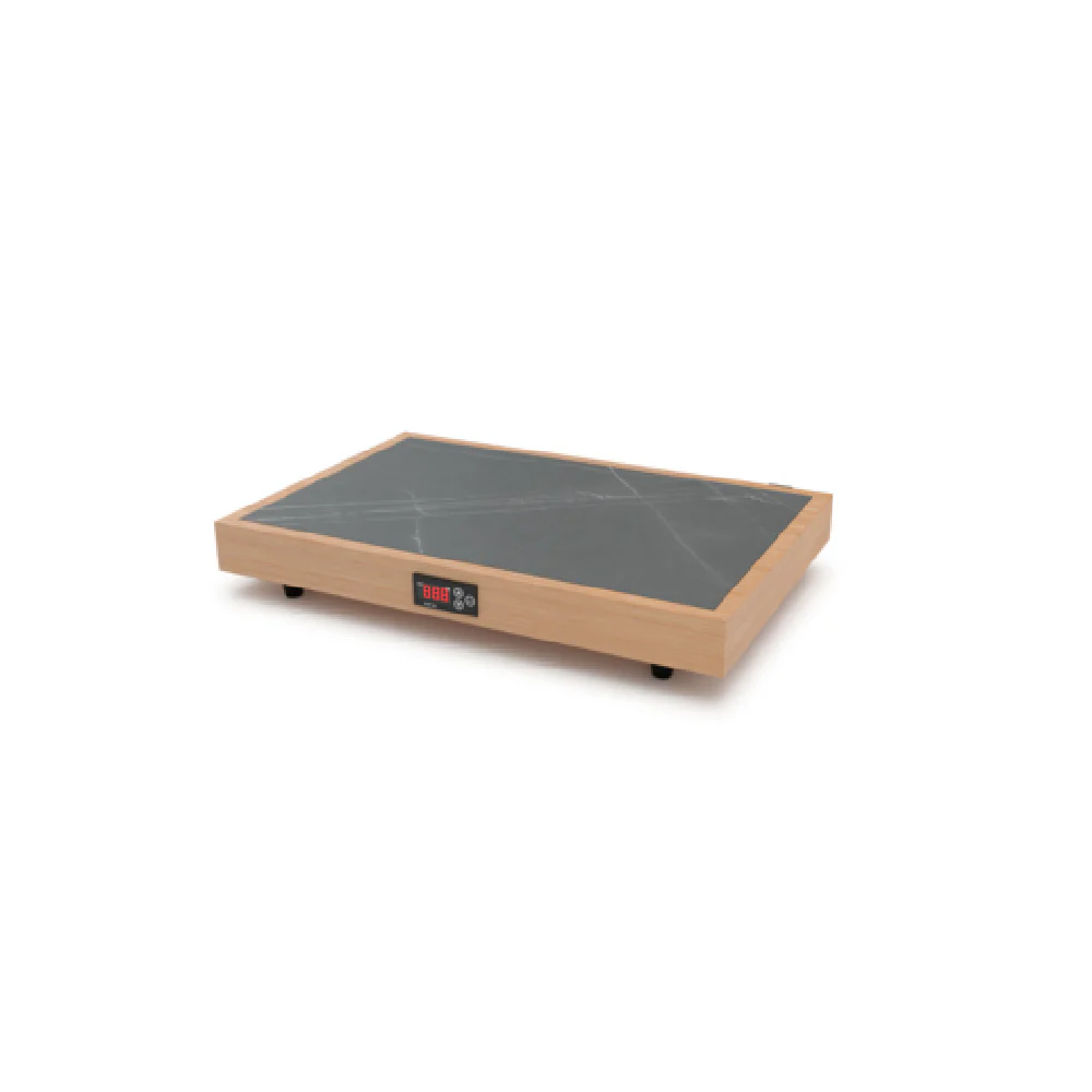 Bon Chef 2160-O 23 Inch Heated Shelf Food Warmer Oak Body Black Slate
