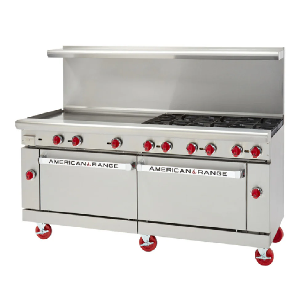 American Range AR-60G-2B_NAT 72 Inch Gas Restaurant Range with 60 Inch Griddle 2 Burners 278,000 BTU