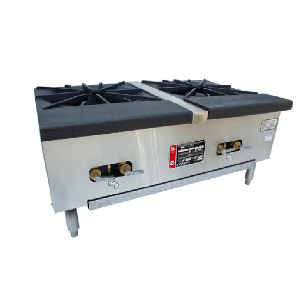 Town SR-24-G-2X-SS 38 Inch Double Stock Pot Stove Gas Burners Cast Iron Grate