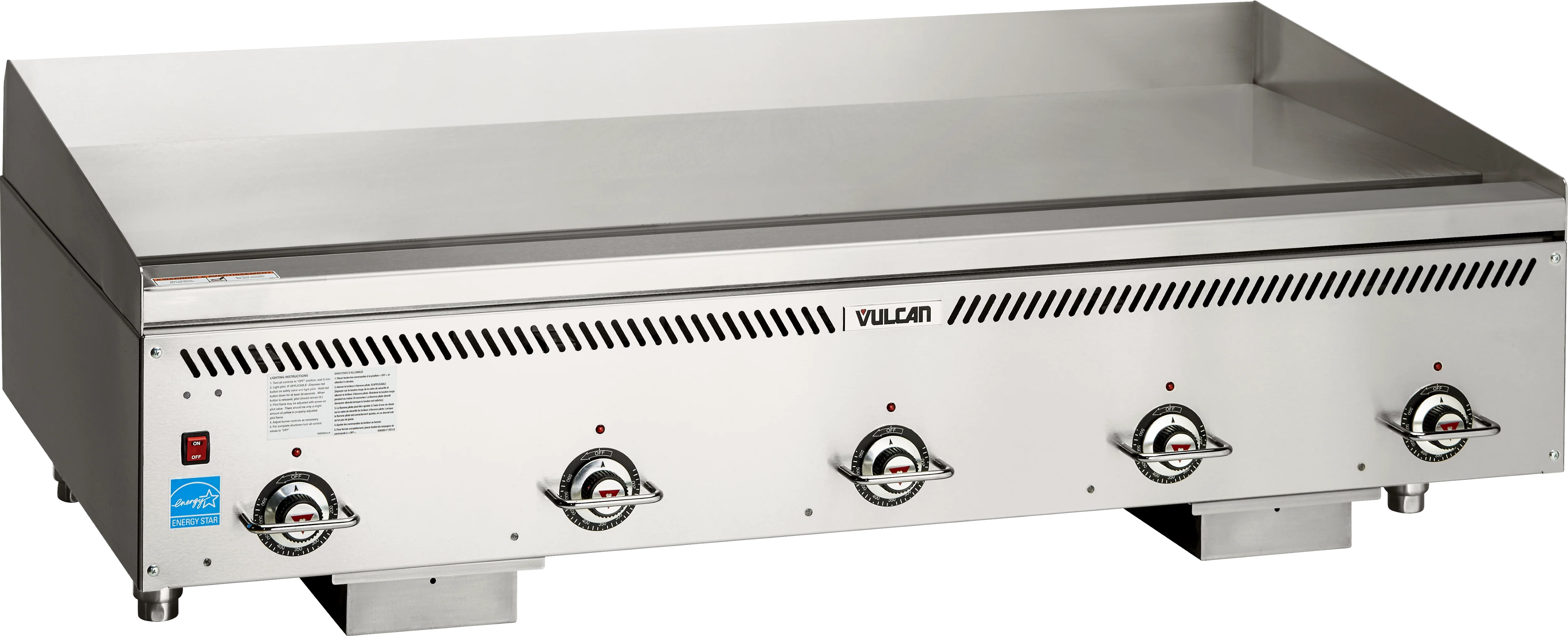Vulcan VCCG60-IR_NAT 60 Inch Heavy Duty Griddle Gas Stainless Steel 5 Burner 120000 BTU with Brush and Scraper Vulcan VCCG60-IR_NAT 60 Inch Heavy Duty Griddle Gas Stainless Steel 5 Burner 120000 BTU with Brush and Scraper