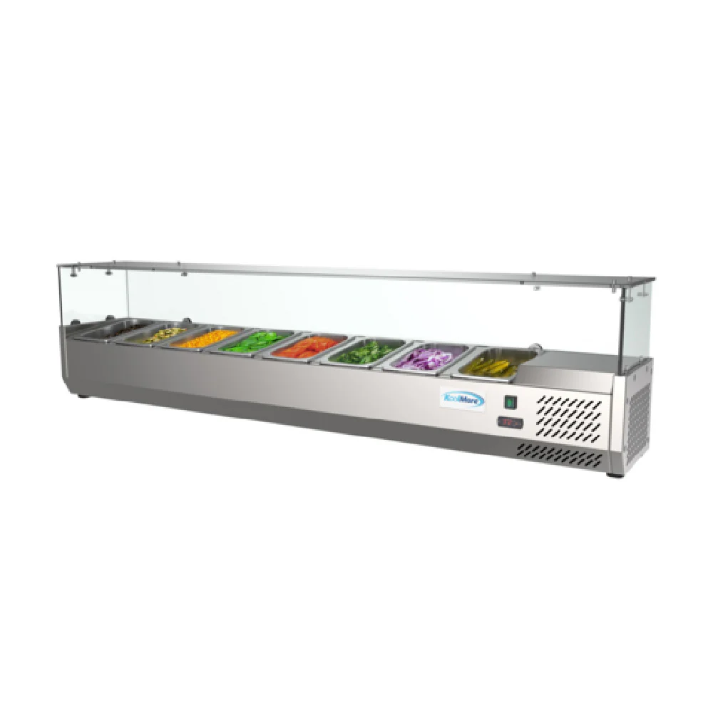Koolmore SCDC-8P-SG 71 Inch Refrigerated Countertop Pan Rail with 8 Pans Stainless Steel Koolmore SCDC-8P-SG 71 Inch Refrigerated Countertop Pan Rail with 8 Pans Stainless Steel