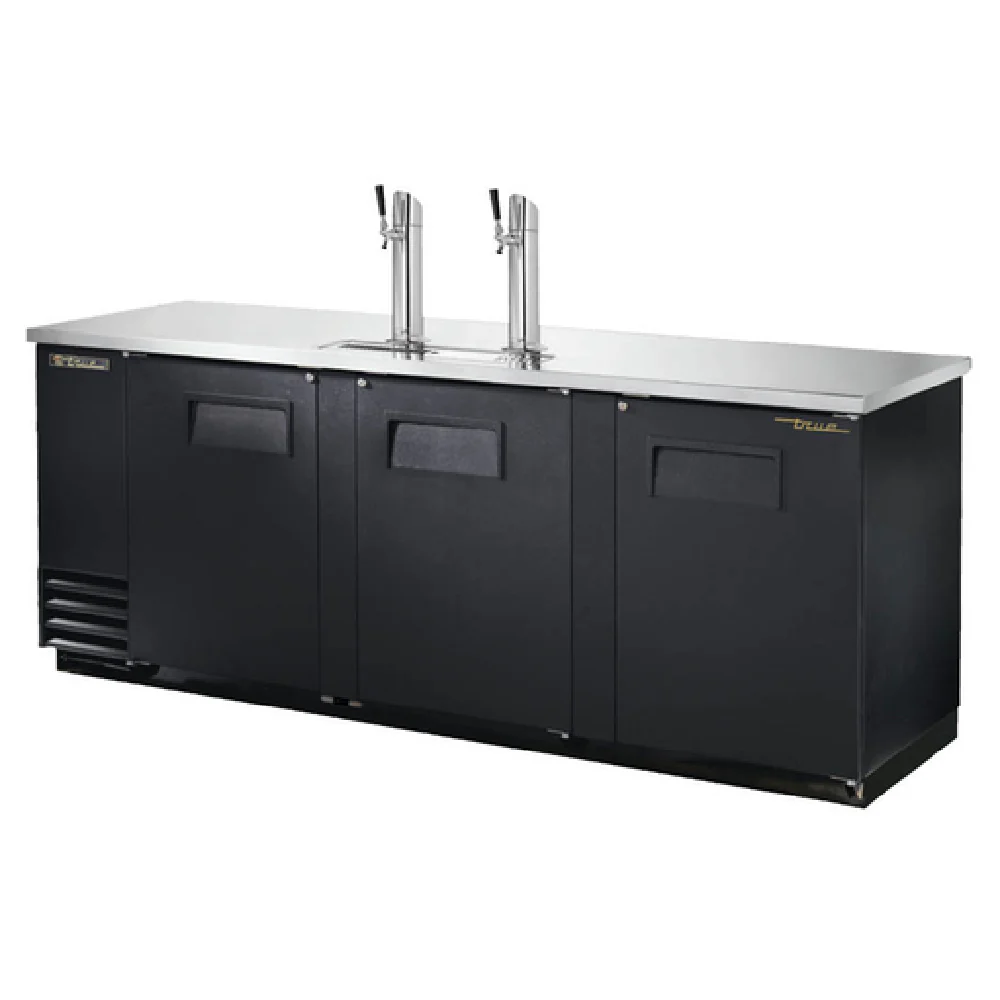 True Refrigeration TDD-4-HC 90 Inch Draft Beer Cooler with Stainless Steel Countertop and Black Vinyl Exterior True Refrigeration TDD-4-HC 90 Inch Draft Beer Cooler with Stainless Steel Countertop and Black Vinyl Exterior