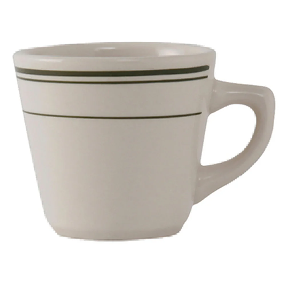 Tuxton TGB-001 7 Oz Cup with Wide Rim Ceramic Green Band