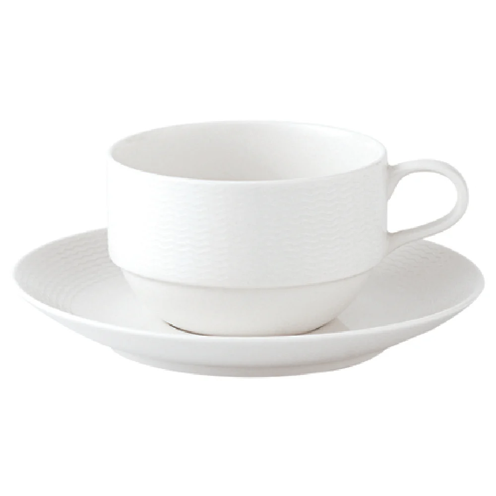 1880 Hospitality L5600000521 7 Oz Coffee Cup with Embossed Design Porcelain Warm White