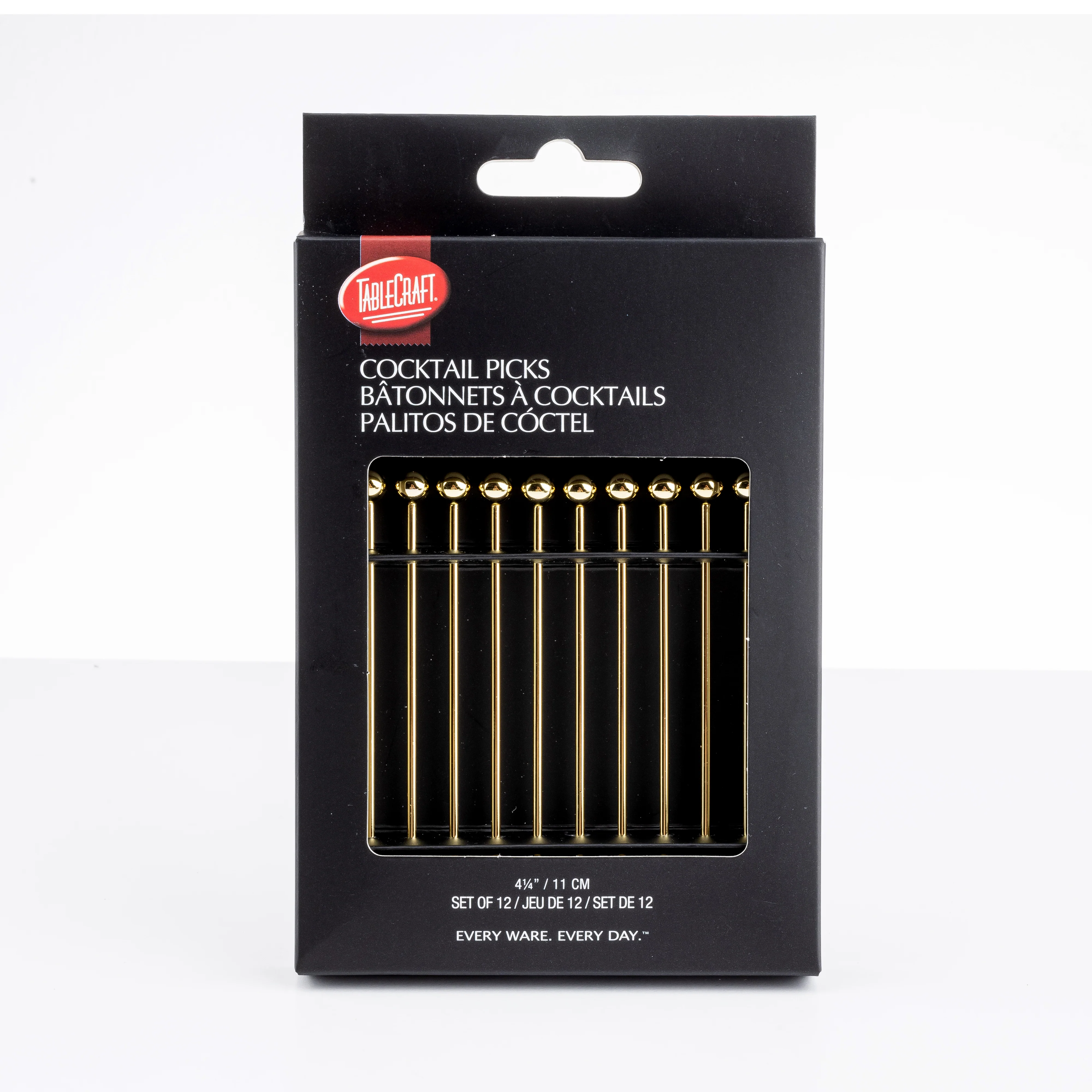 Tablecraft 12256 0.3125 Inch Gold Cocktail Picks 12 Pack 18/8 Stainless Steel