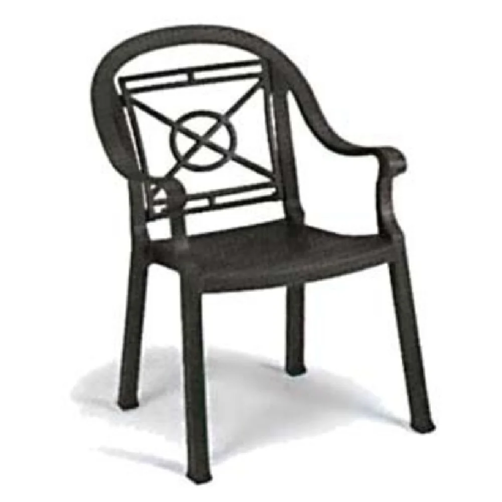 Grosfillex 46214002 23 Inch Victoria Classic Stacking Armchair Charcoal Resin