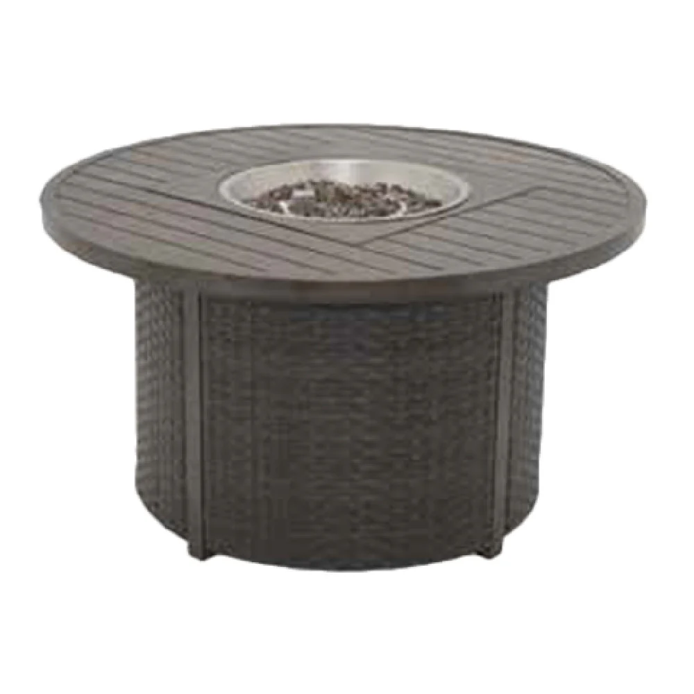 Plantation Prestige Commercial Furniture 8742500-0167 47 Inch Diameter Gas Fire Pit Aluminum and Wicker Insert