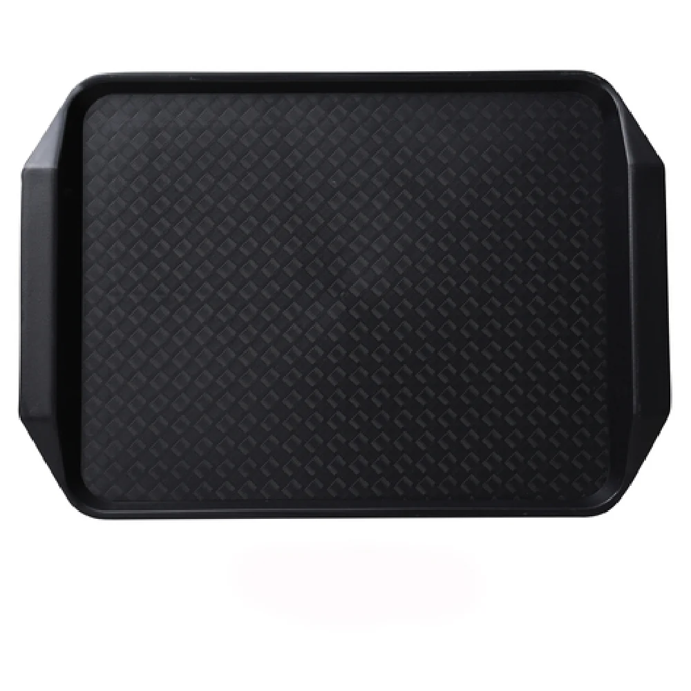 Yanco FT-803BL 17 Inch Serving Tray with Handle Melamine Black Dishwasher Safe