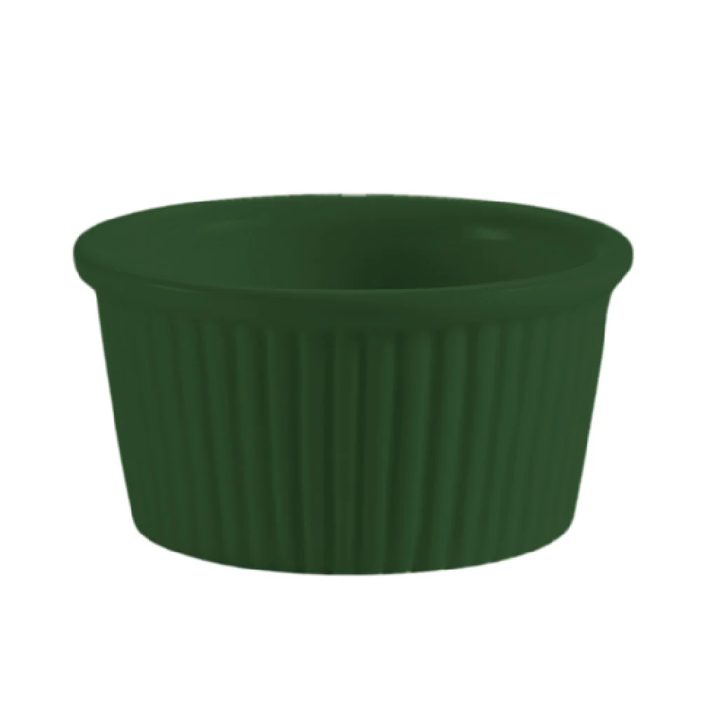 CAC China RKF-2-G 2 Oz Round Fluted Ramekin Ceramic Green 2-5/8 Inch
