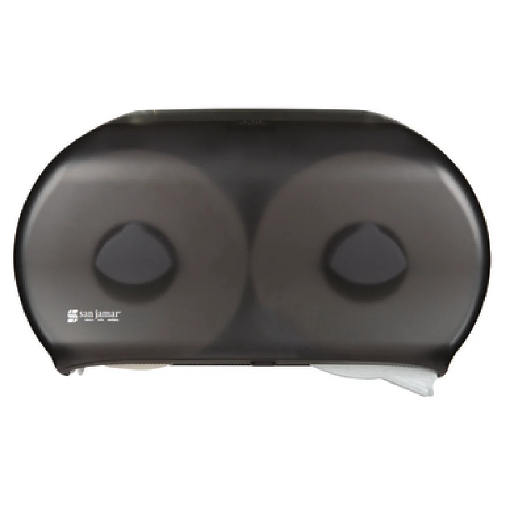 Carlisle R4000TBK 19 Inch Toilet Tissue Dispenser with Full Swing Cover Plastic Translucent Black Pearl
