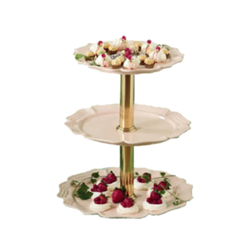 Bon Chef 2062TTPWHT 20 Inch Diameter 3-tier Display Stand Round Sandstone Pearl White Aluminum with Ceramic-Look Coating Bon Chef 2062TTPWHT 20 Inch Diameter 3-tier Display Stand Round Sandstone Pearl White Aluminum with Ceramic-Look Coating