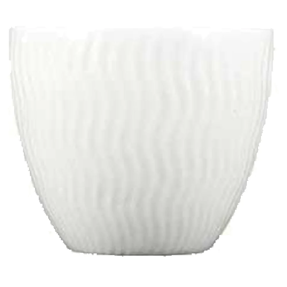Vertex China CR-35 4 Oz Tea Cup Wavy Texture Round Without Handle Porcelain White