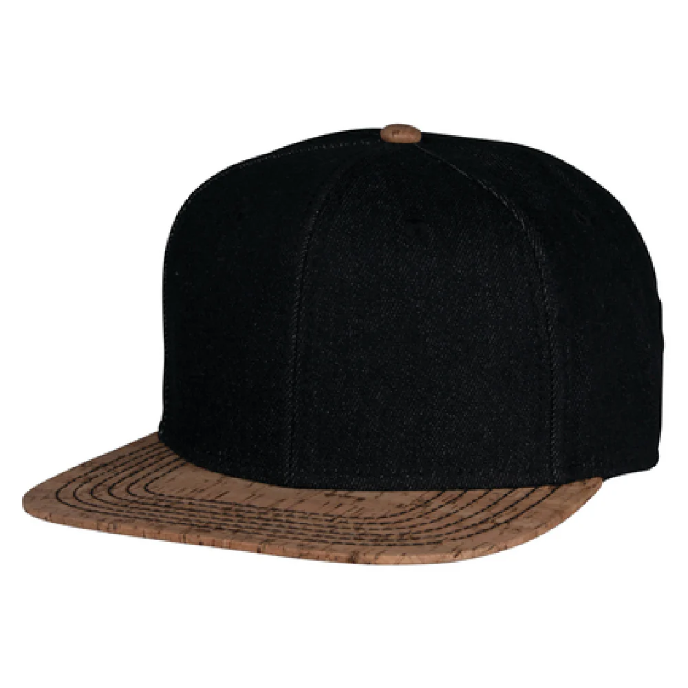 Chef Works 1481199BLKSM Skater Hat 11 Inch Black Cotton Denim with Cork Bill