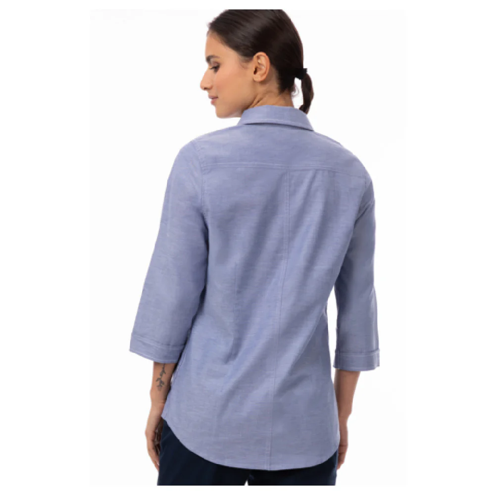 Chef Works SES01W-BLU-3XL 22 Inch Blue Modern Oxford Cook's Shirt Stretch Fabric Chef Works SES01W-BLU-3XL 22 Inch Blue Modern Oxford Cook's Shirt Stretch Fabric