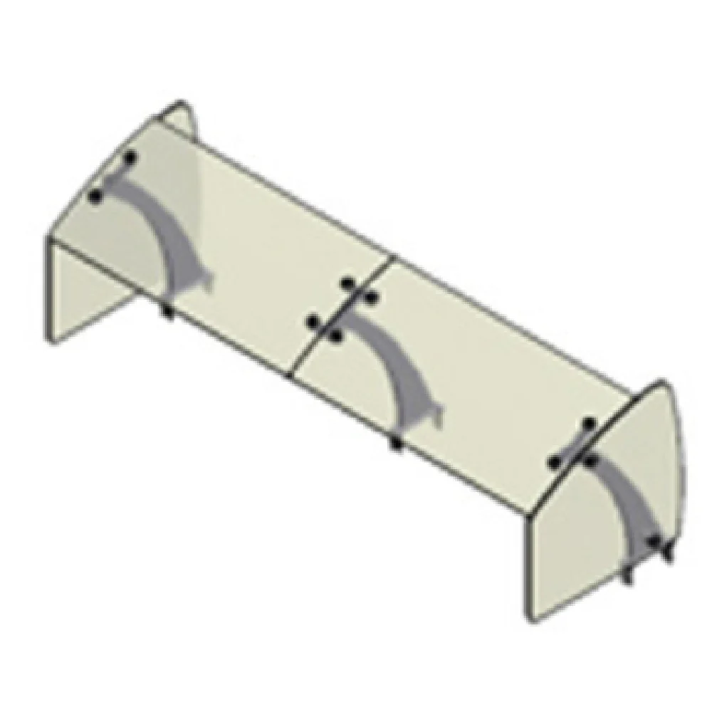 Atlas Metal VGE5C-6 91 Inch Self Service Sneeze Guard Curved Glass Aluminum