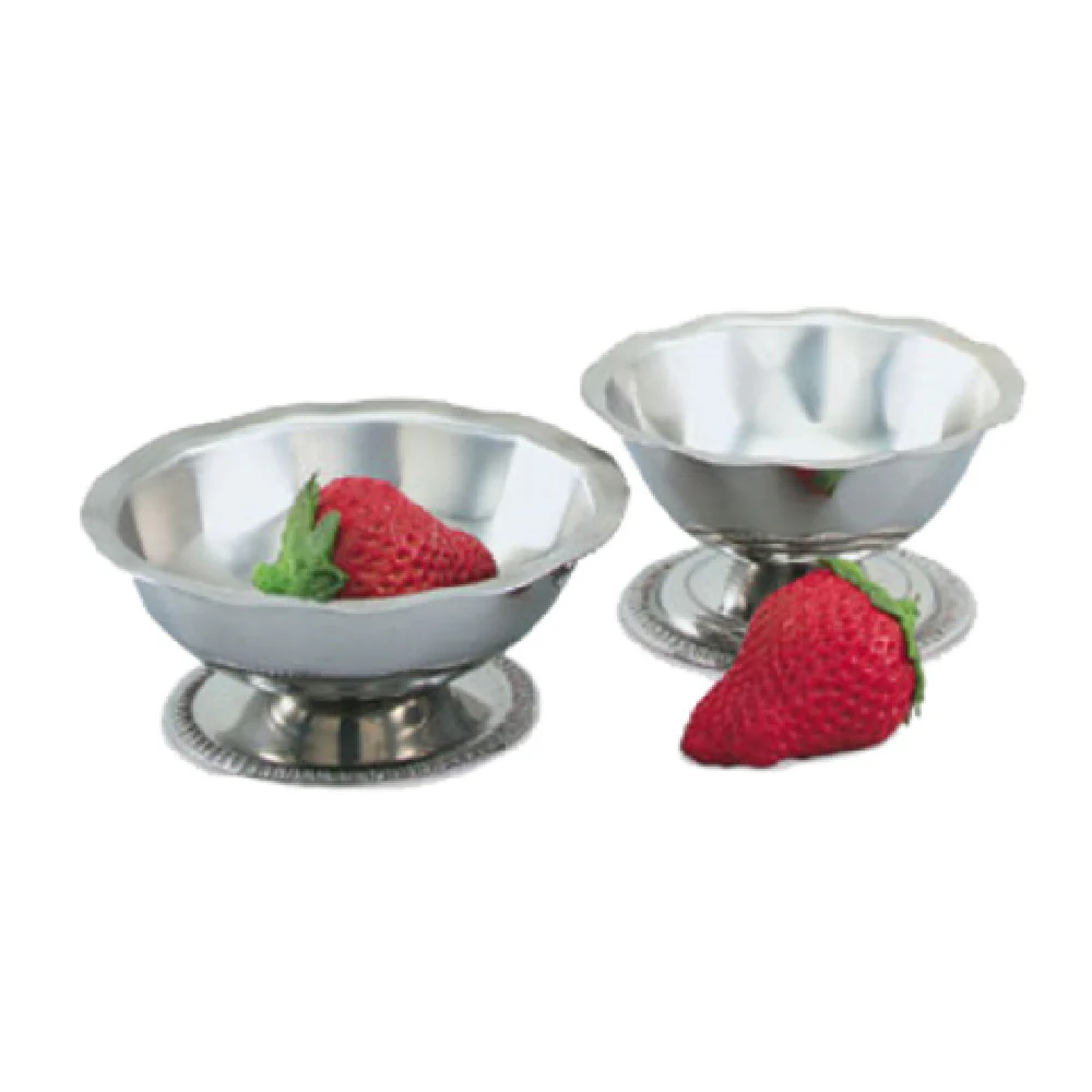 Vollrath 48013 3-1/2 Oz Sherbet Dish Paneled Scalloped Top Stainless