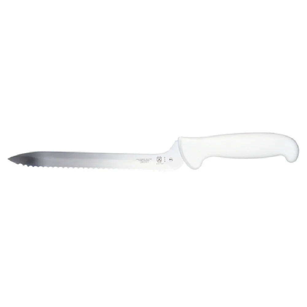 Mercer Culinary M18130 8 Inch Knife High Carbon Japanese Steel Bread Knife with Ergonomic White Handle