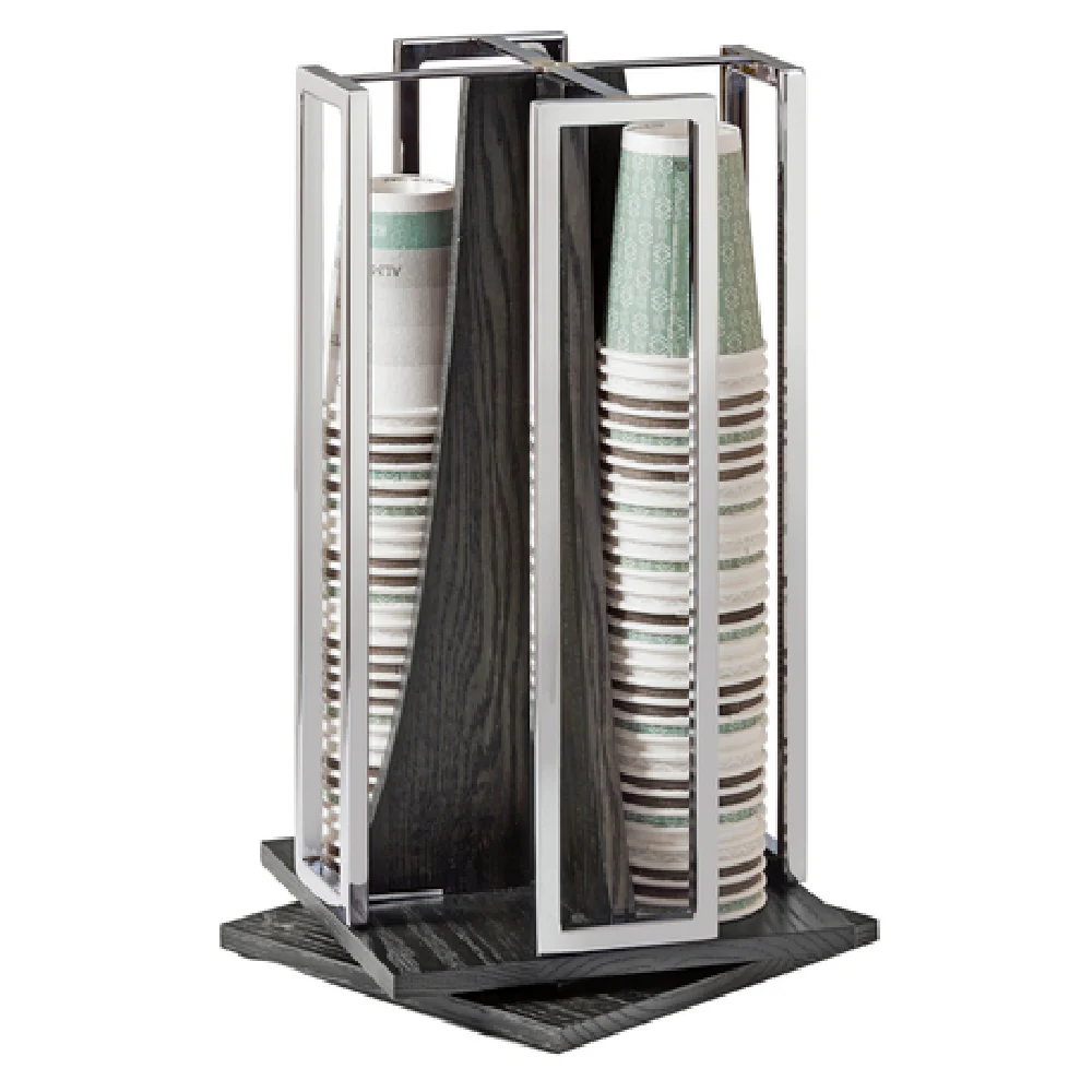 Cal Mil 3803-87 10 Inch Cinderwood Cup Lid Organizer Revolving Oak Wood Dark Ash Gray