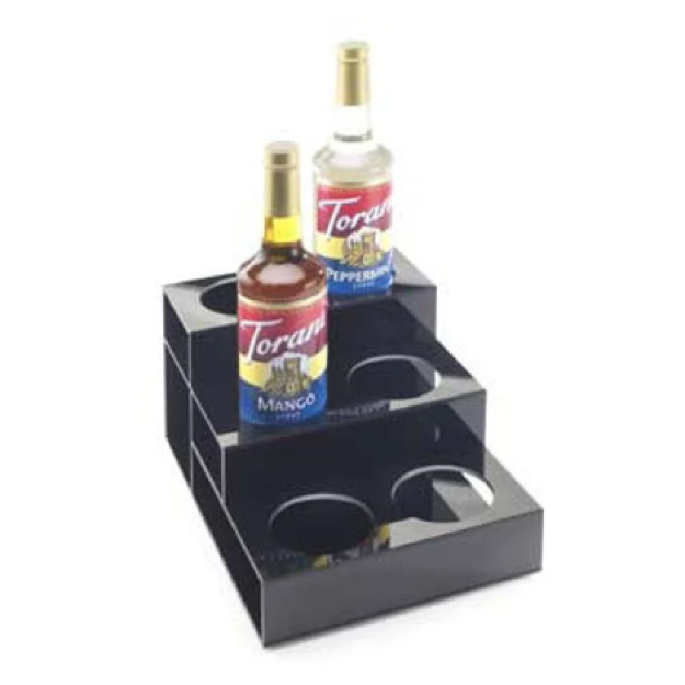 Cal Mil 677 9-1/2 Inch 3-Tier Countertop Bottle Organizer Acrylic Black Cal Mil 677 9-1/2 Inch 3-Tier Countertop Bottle Organizer Acrylic Black