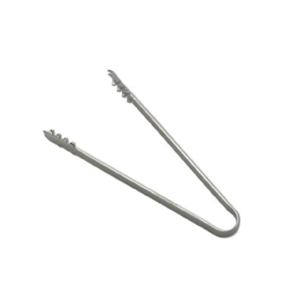 1880 Hospitality T012MTIF 6 Inch Ice Tongs Curved Border Stainless Steel