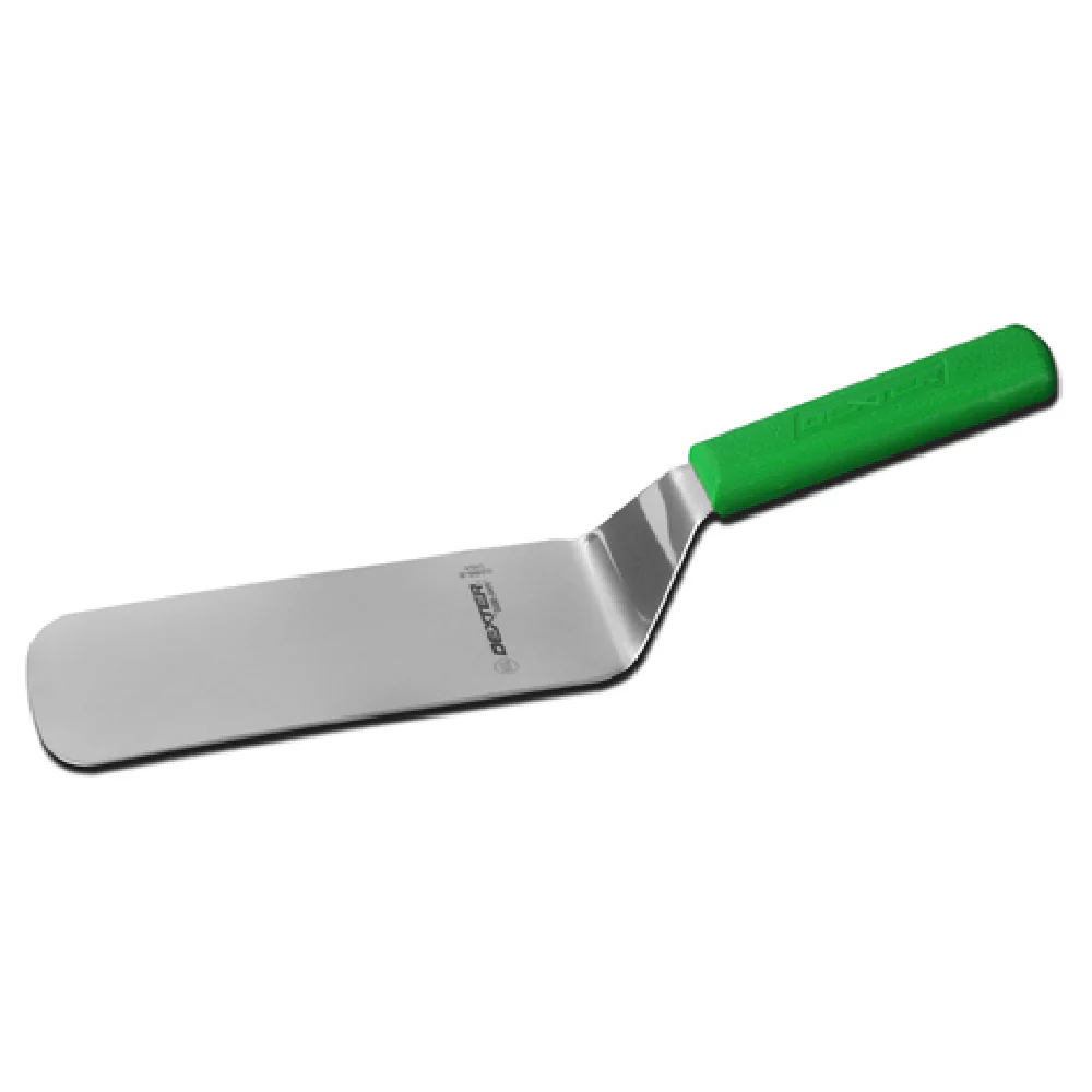 Dexter Russell S286-8G-PCP 8 Inch Solid Cake Turner Stainless Steel Offset Blade Green Handle