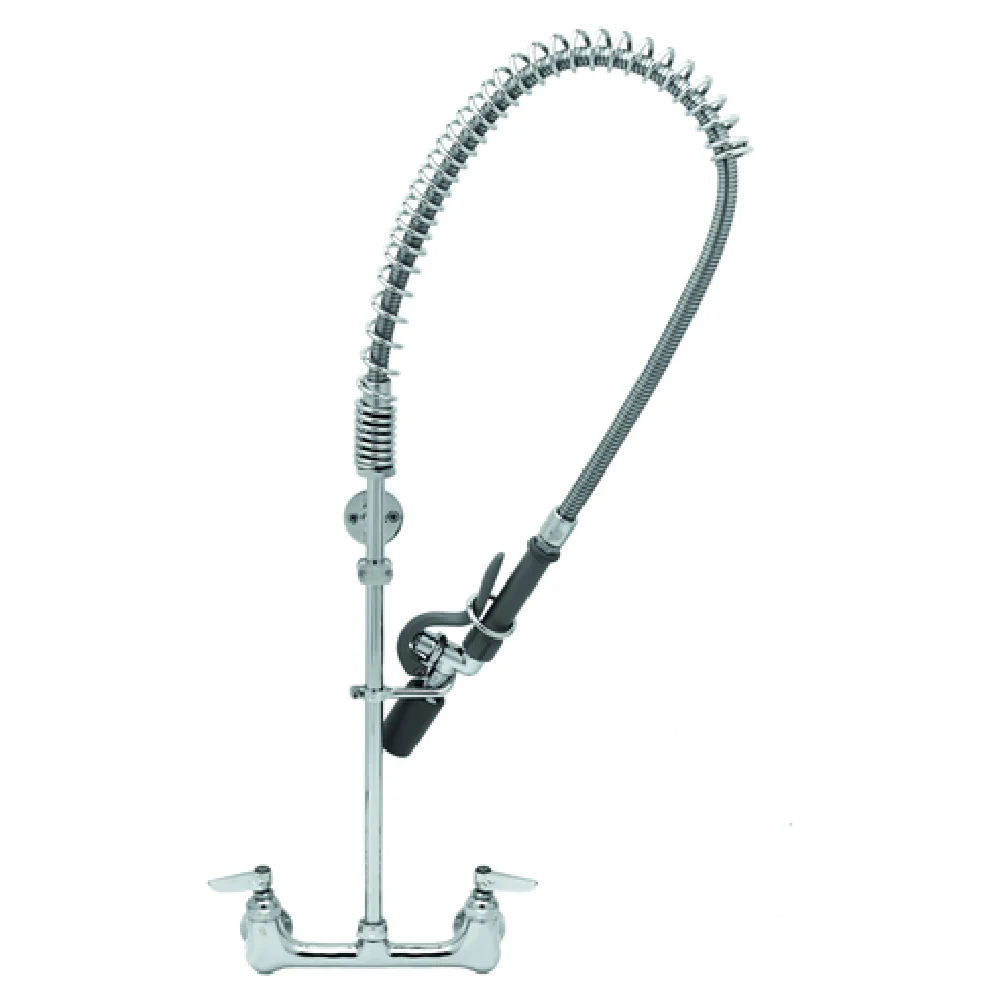 T&S Brass B-0133-CR-V-BCE 8 Inch Wall Mount Pre-Rinse Faucet Assembly with 44 Inch Hose