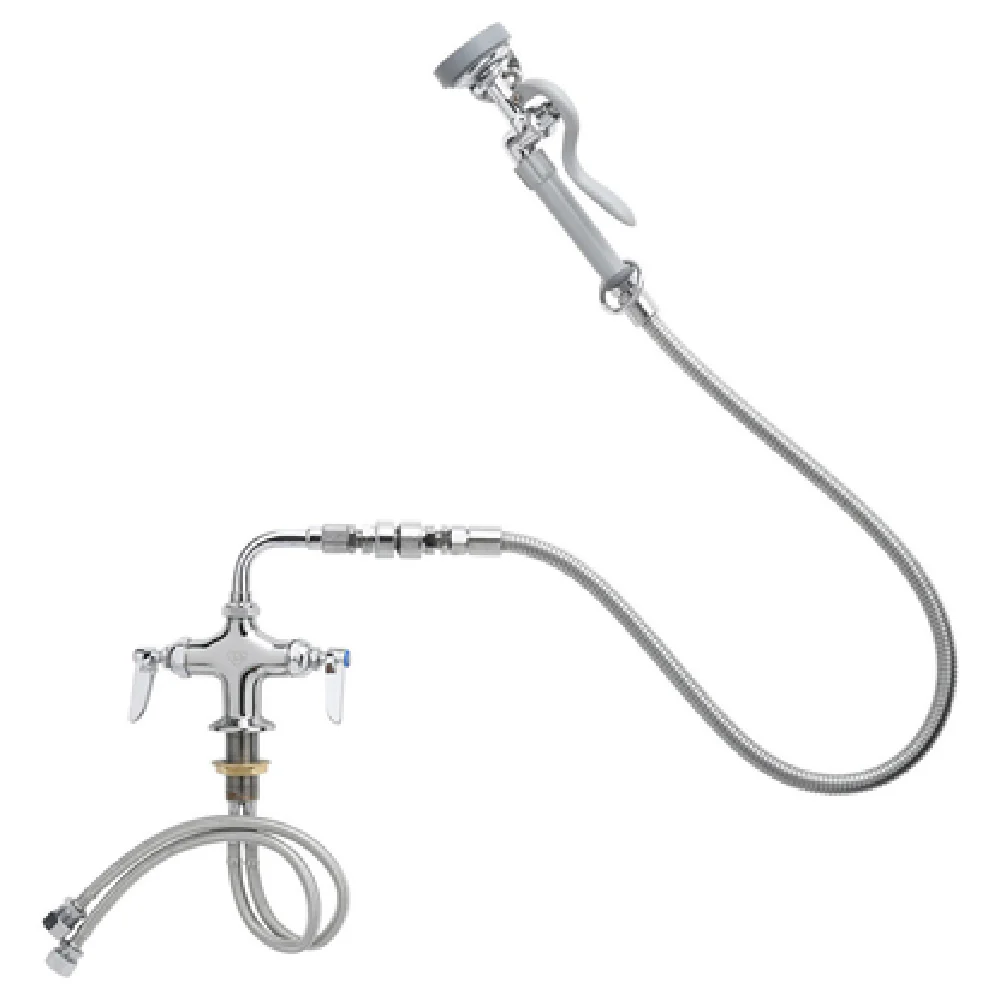 T&S Brass B-0200-44H-VB Mixing Faucet Kit 44 Inch Hose Deck Mounted with Vacuum Breaker