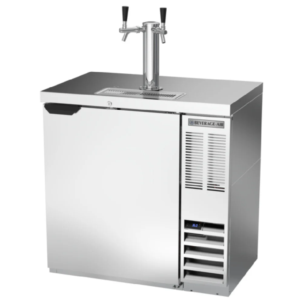 Beverage Air DD36HC-1-S 36 Inch Draft Beer Cooler with Dual Faucet Column