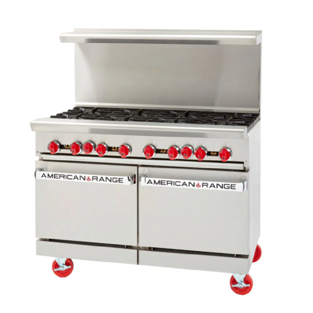 American Range AR-12G-6B-DSB_NAT 48 Inch Gas Restaurant Range with 12 Inch Griddle and 6 Burners 192000 BTU American Range AR-12G-6B-DSB_NAT 48 Inch Gas Restaurant Range with 12 Inch Griddle and 6 Burners 192000 BTU