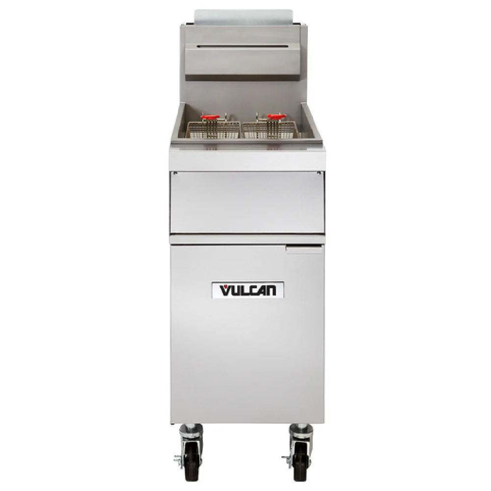 Vulcan 1GR35M_NAT 15-1/2 Inch Gas Floor Model Fryer with Millivolt Controls 90000 BTU Vulcan 1GR35M_NAT 15-1/2 Inch Gas Floor Model Fryer with Millivolt Controls 90000 BTU