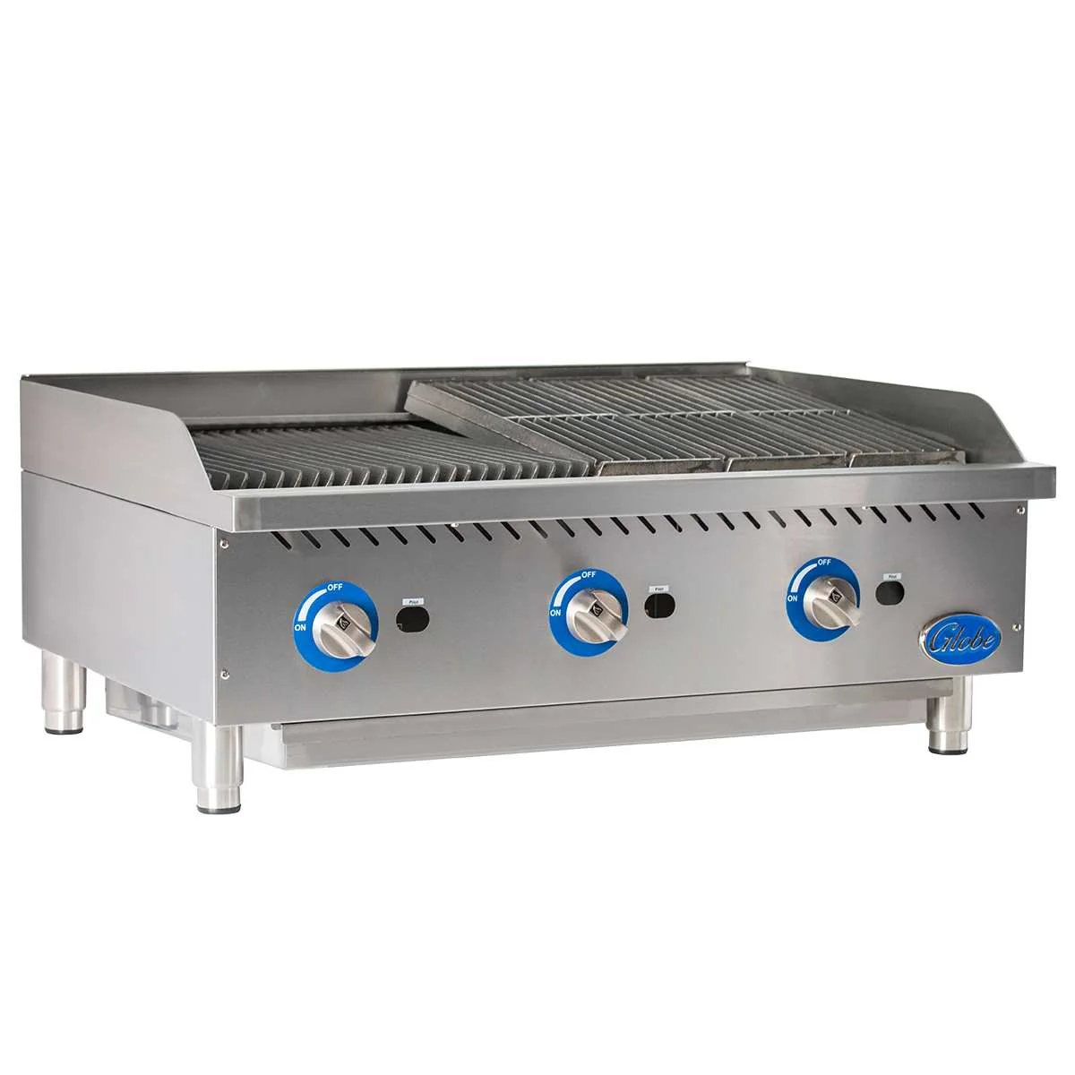 Globe GCB36G-SR 36 Inch Gas Charbroiler Radiant Countertop 3 Burners 120000 BTU