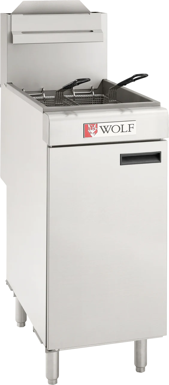 Wolf WF400-QS-COMMANDER_LP 15-1/2 Inch Gas Deep Fryer with Thermostat 120000 BTU Wolf WF400-QS-COMMANDER_LP 15-1/2 Inch Gas Deep Fryer with Thermostat 120000 BTU
