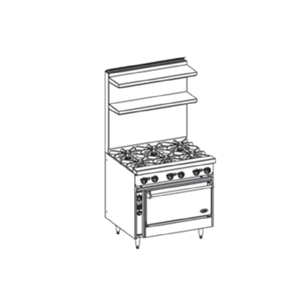 Jade Range JBR-6-36C Gas 36 Inch Restaurant Range with Convection Oven 6 Burners 30000 BTU