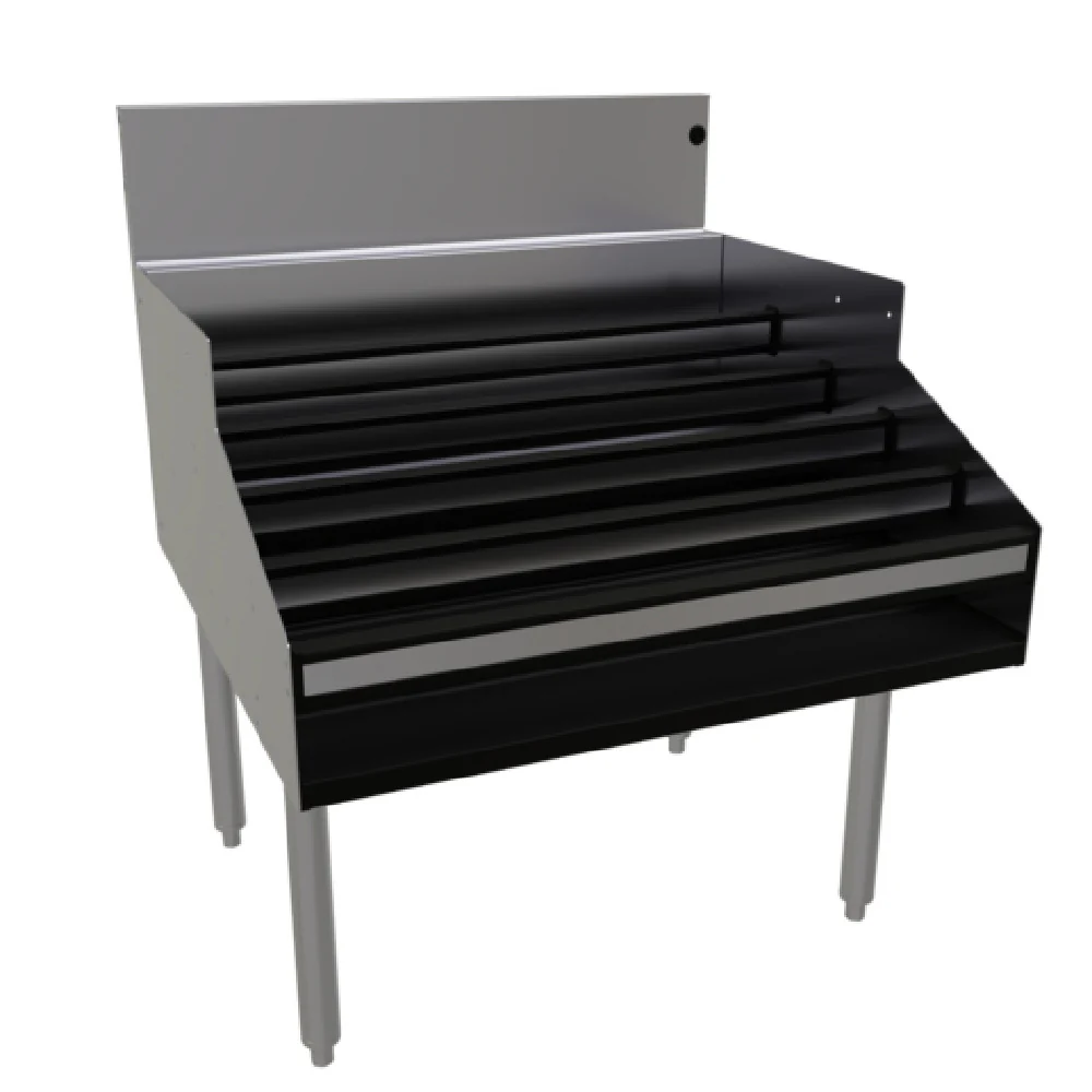 Glastender LDA-30D 30 Inch Underbar Liquor Steps Free Standing Stainless Steel with Clear Liquor Cover Glastender LDA-30D 30 Inch Underbar Liquor Steps Free Standing Stainless Steel with Clear Liquor Cover