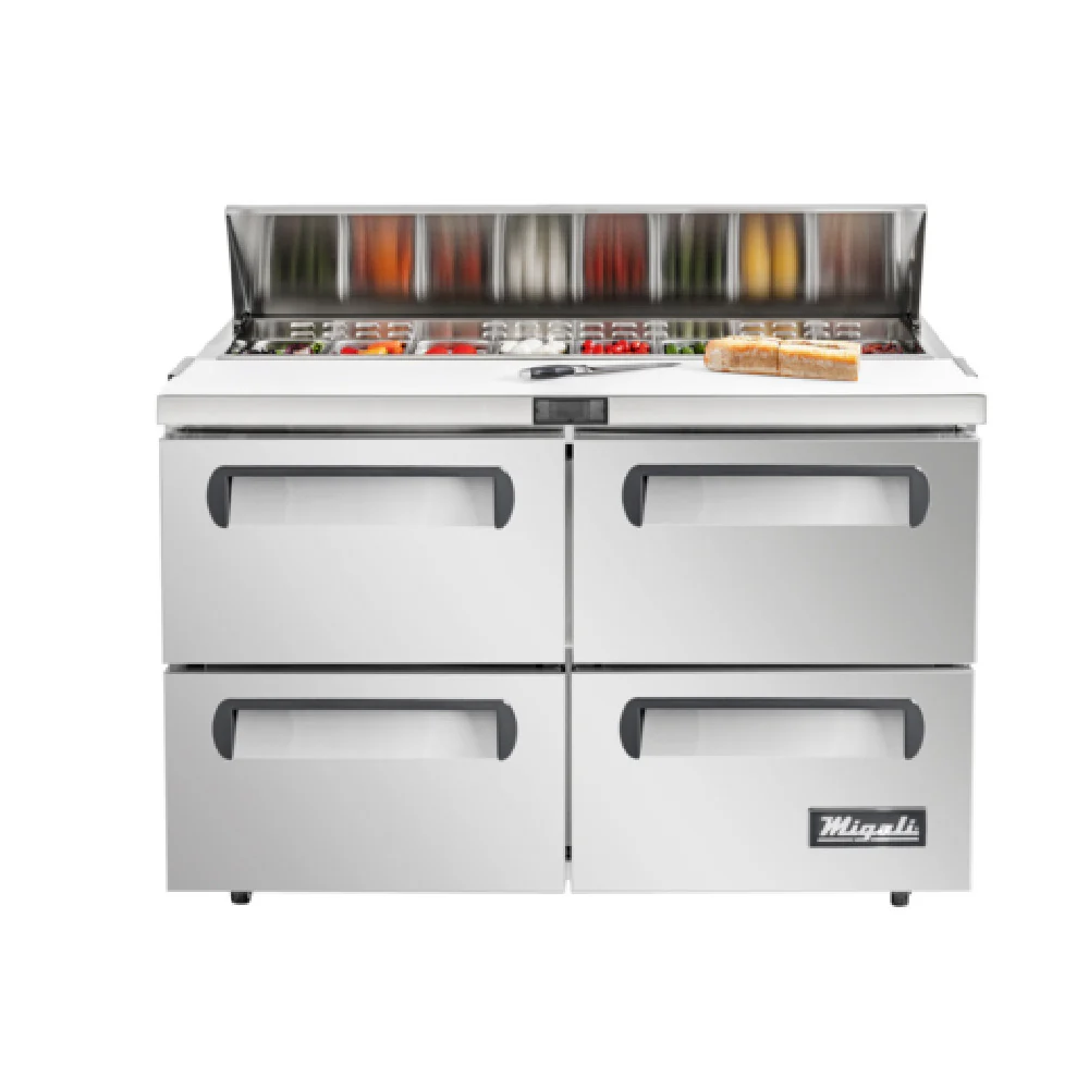 Migali Industries C-SP60-16-D-HC 60 Inch Stainless Steel Sandwich Prep Table with 4 Drawers