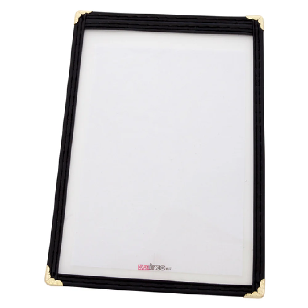 Winco PMC-5K 6-3/8 Inch Black Plastic Menu Cover with Double Stitched Edging
